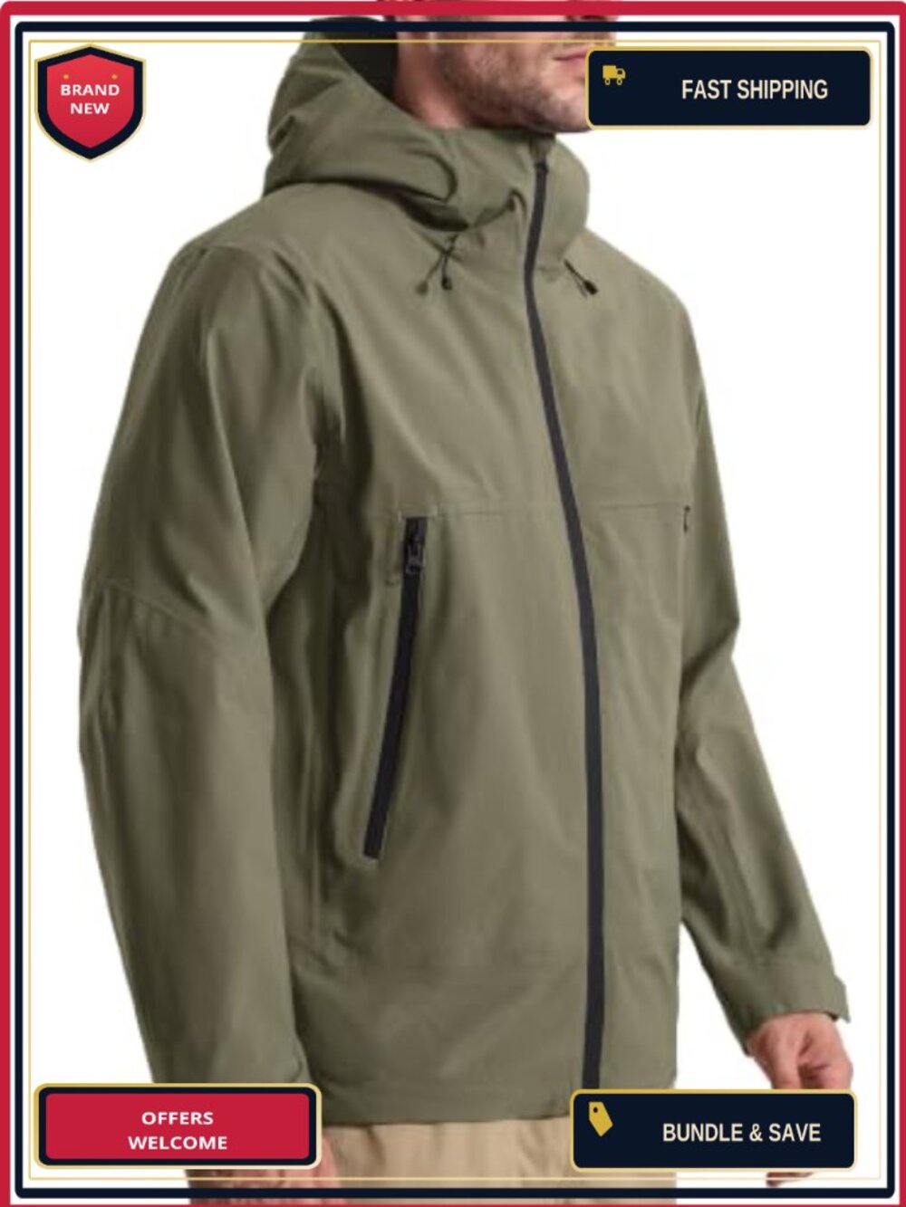 Men's Waterproof Rain Jacket Windbreaker Hood TPU Membrane